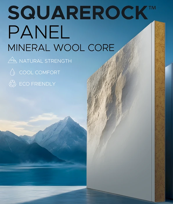 แผ่นฉนวนกันไฟ SQUAREROCK rockwool sandwich panels สำหรับผนังและหลังคา rockwool panels
